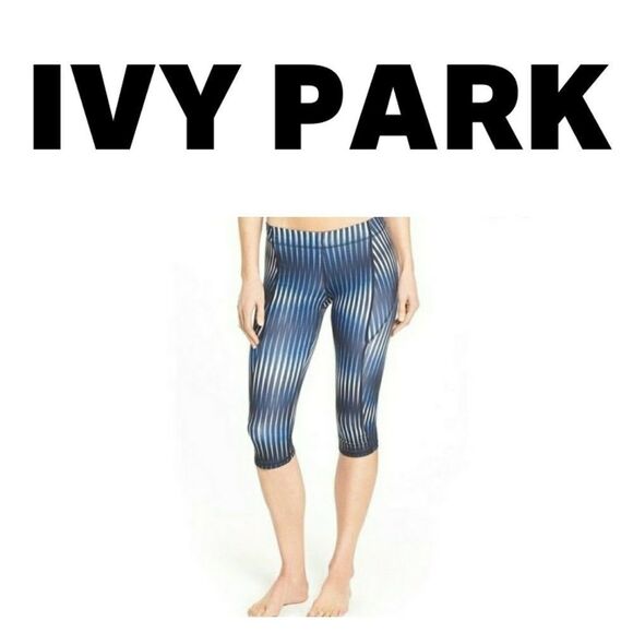 Ivy Park Kaleidoscope Crop Leggings Blue Black Med‎ - Picture 1 of 7